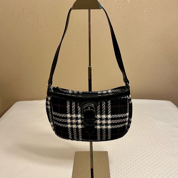 Talbots tartan wool tweed hobo - Picture 2 of 13